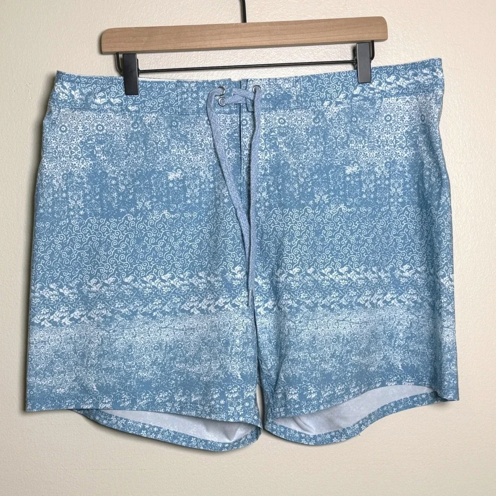 Hang Ten‎ Boys Blue Floral Damask Print Board Shorts Swim Trunks Size 14